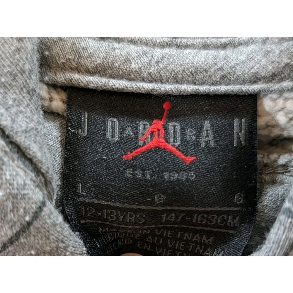 Jordan Boys Large Hoodie Grey All Over Print Gold Jumpman Logo Youth‎ 12-13